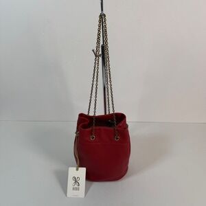 New‎ HOBO Jovie Scarlet Red Leather Mini Bucket Bag Gold Chain NWT